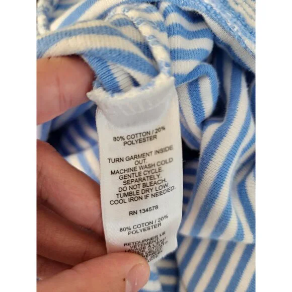 Vineyard Vines blue white stripe terry cloth hooded dress L 14 girls